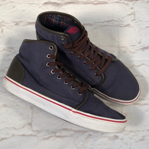 blue and brown vans high tops